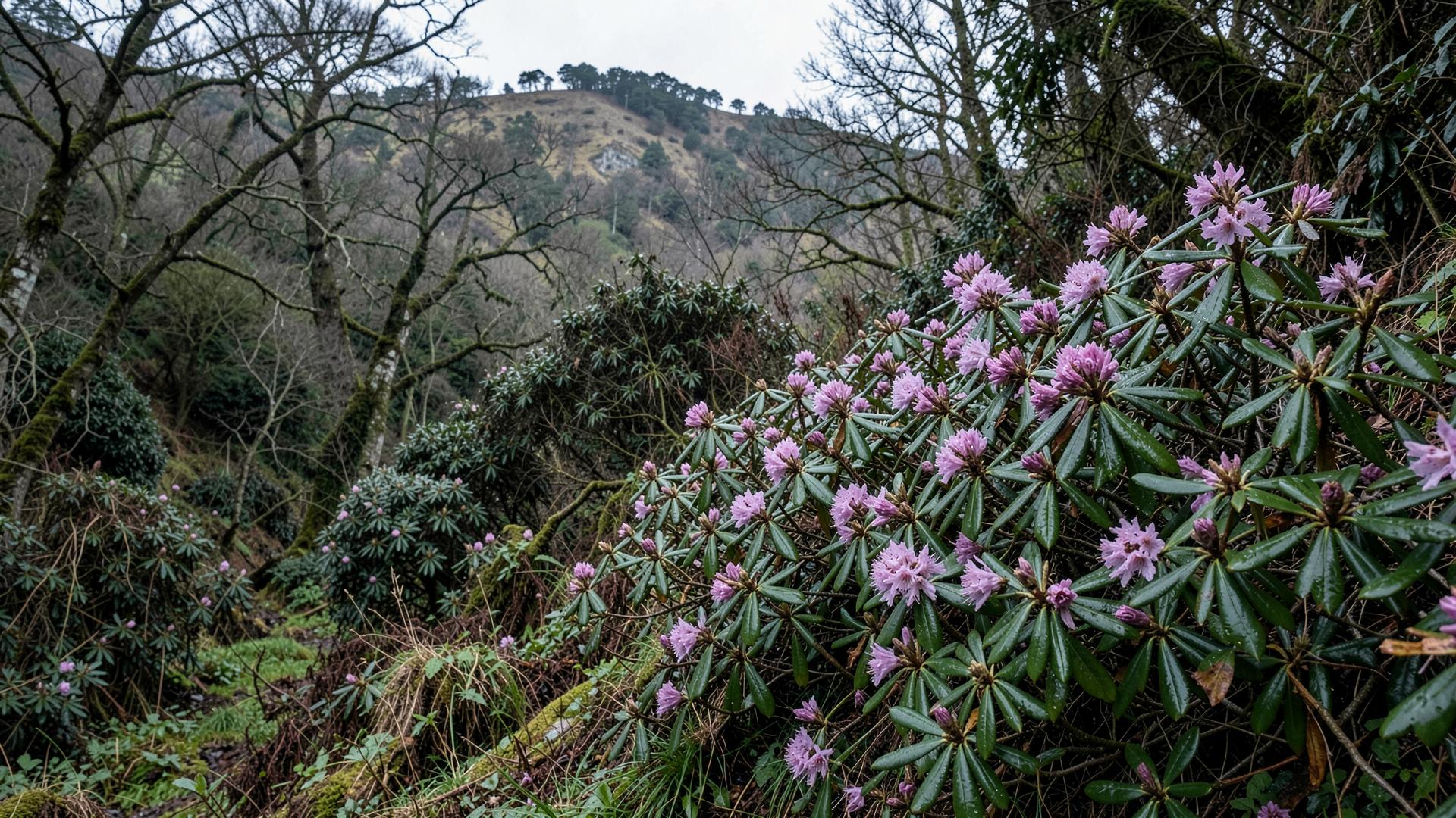 Rhododendron ponticum growing in Swansea
